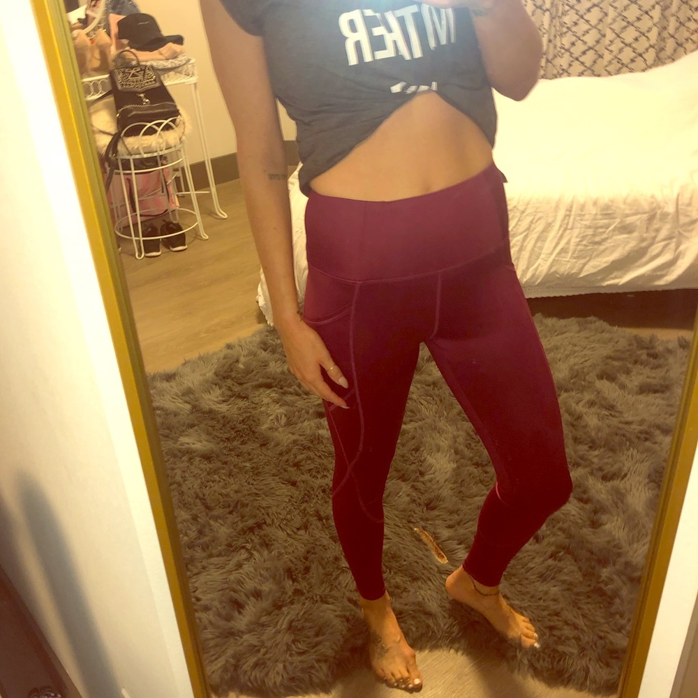 Fuschia Long Yoga Pants With Pockets